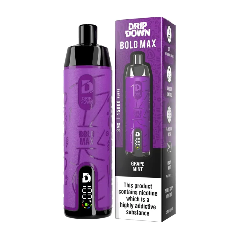 Drip Down Bold Max Grape Mint 15000 Puffs 3mg