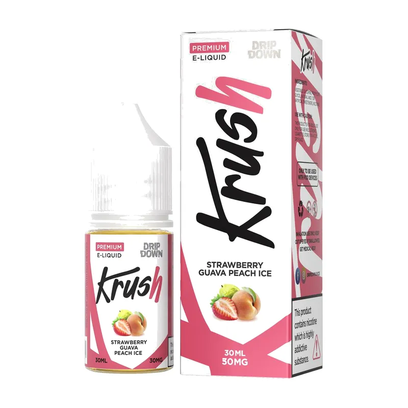 Drip Down Krush Strawberry Guava Peach Ice 30ml nic salt bottle