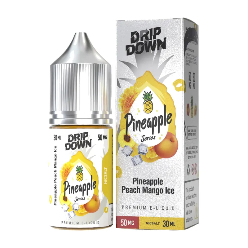 Drip Down Pineapple Series Pineapple Peach Mango Ice 30ml nic salt bottle