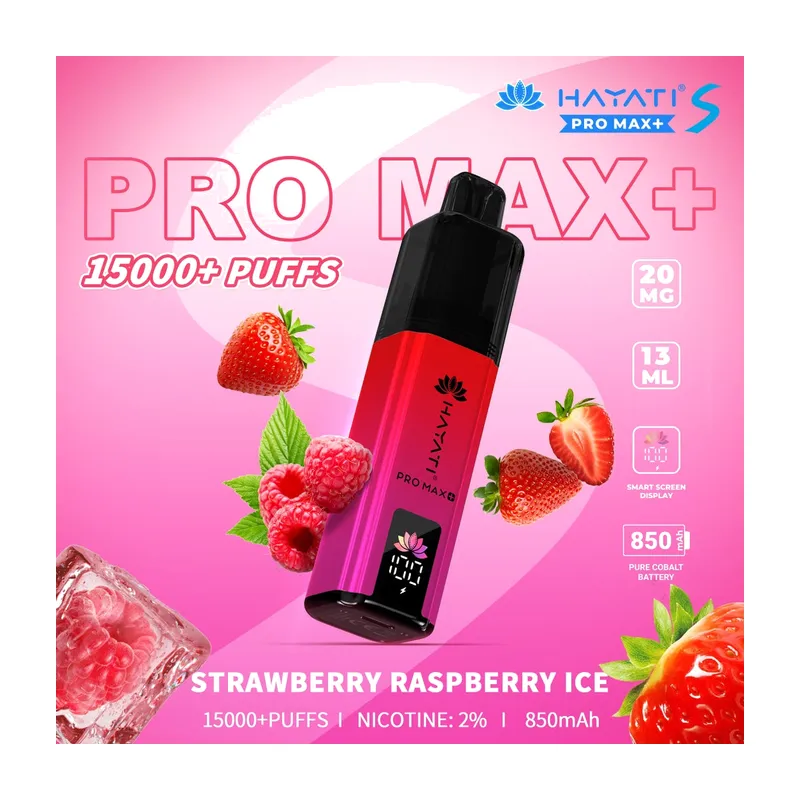 Hayati Pro Maxplus Strawberry Raspberry Ice 15000 Puffs 20mg