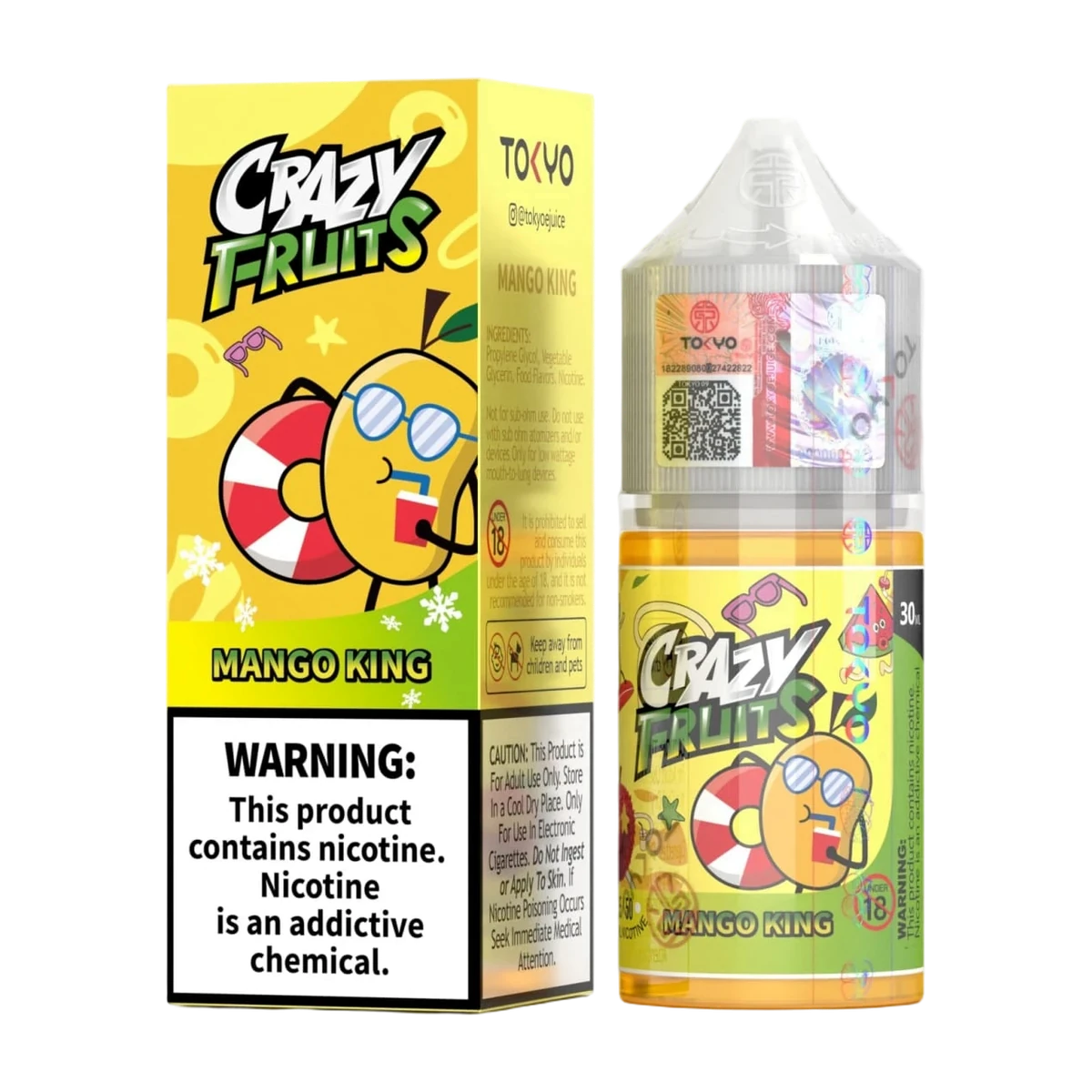 Tokyo Crazy Fruit Mango King 30ml nicotine salt e-liquid bottle