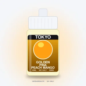 Tokyo Golden Pina Peach Mango 30ml nicotine salt e-liquid bottle