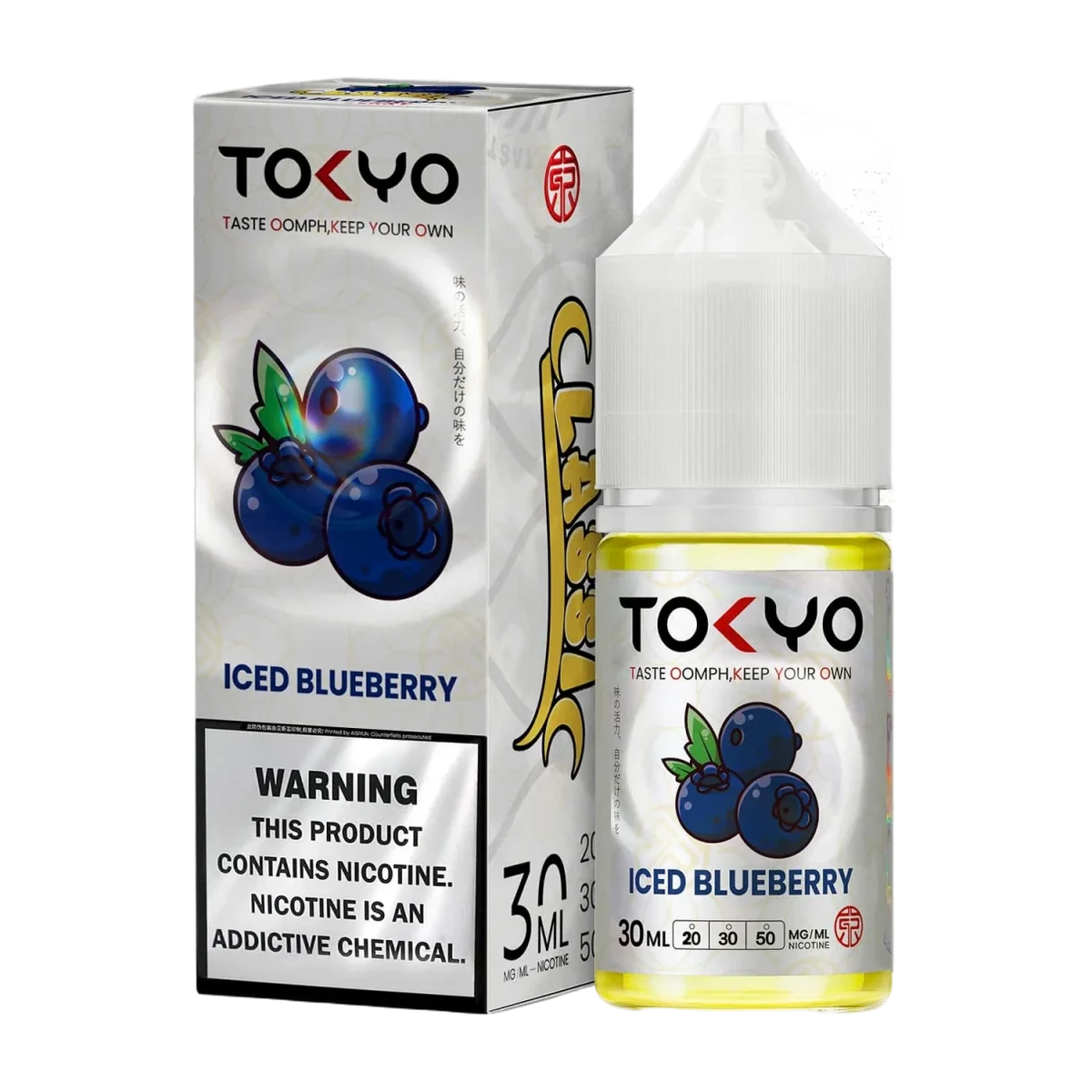 Tokyo Iced Blueberry 30ml nicotine salt e-liquid bottle