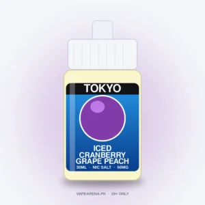 Tokyo Iced Cranberry Grape Peach 30ml nicotine salt e-liquid bottle
