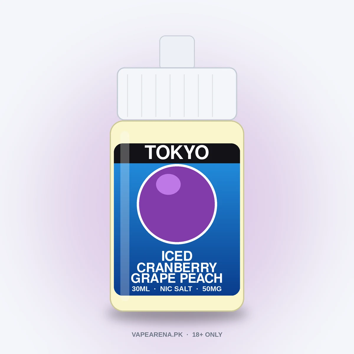 Tokyo Iced Cranberry Grape Peach 30ml nicotine salt e-liquid bottle