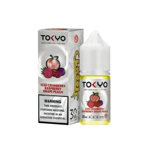 Tokyo Iced Cranberry Grape Peach 30ml nicotine salt e-liquid bottle