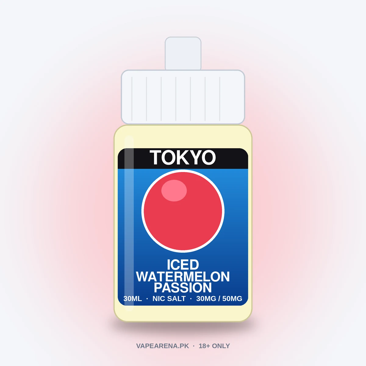 Tokyo Iced Watermelon Passion 30ml nicotine salt e-liquid bottle