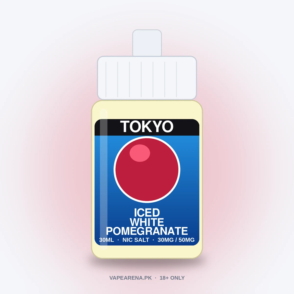 Tokyo Iced White Pomegranate 30ml nicotine salt e-liquid bottle