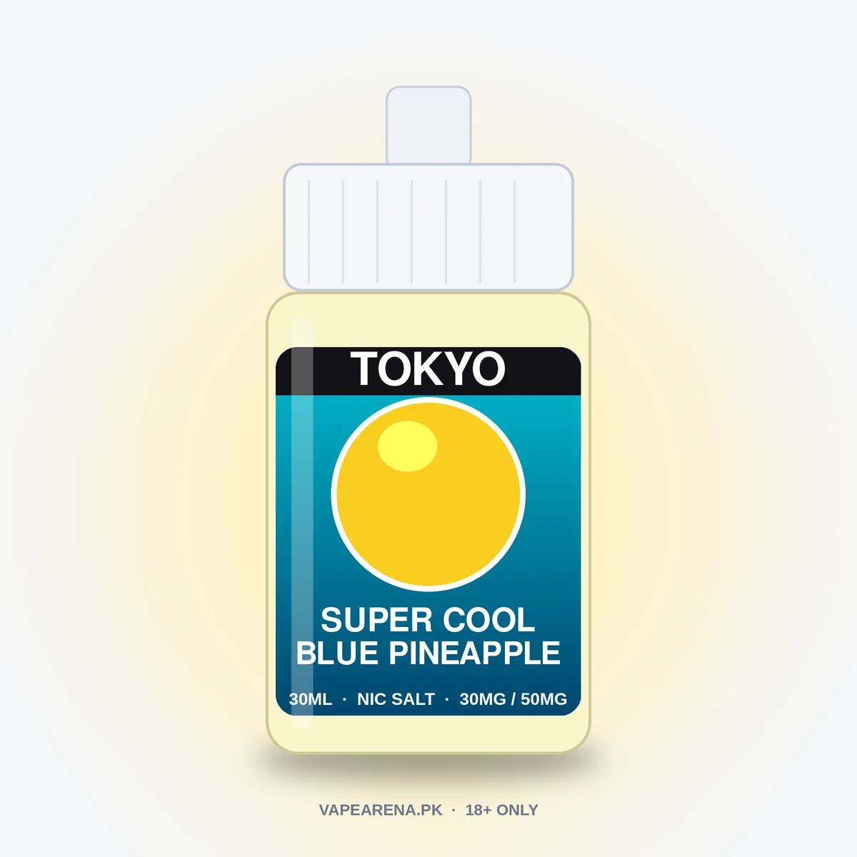 Tokyo Super Cool Blue Pineapple 30ml nicotine salt e-liquid bottle
