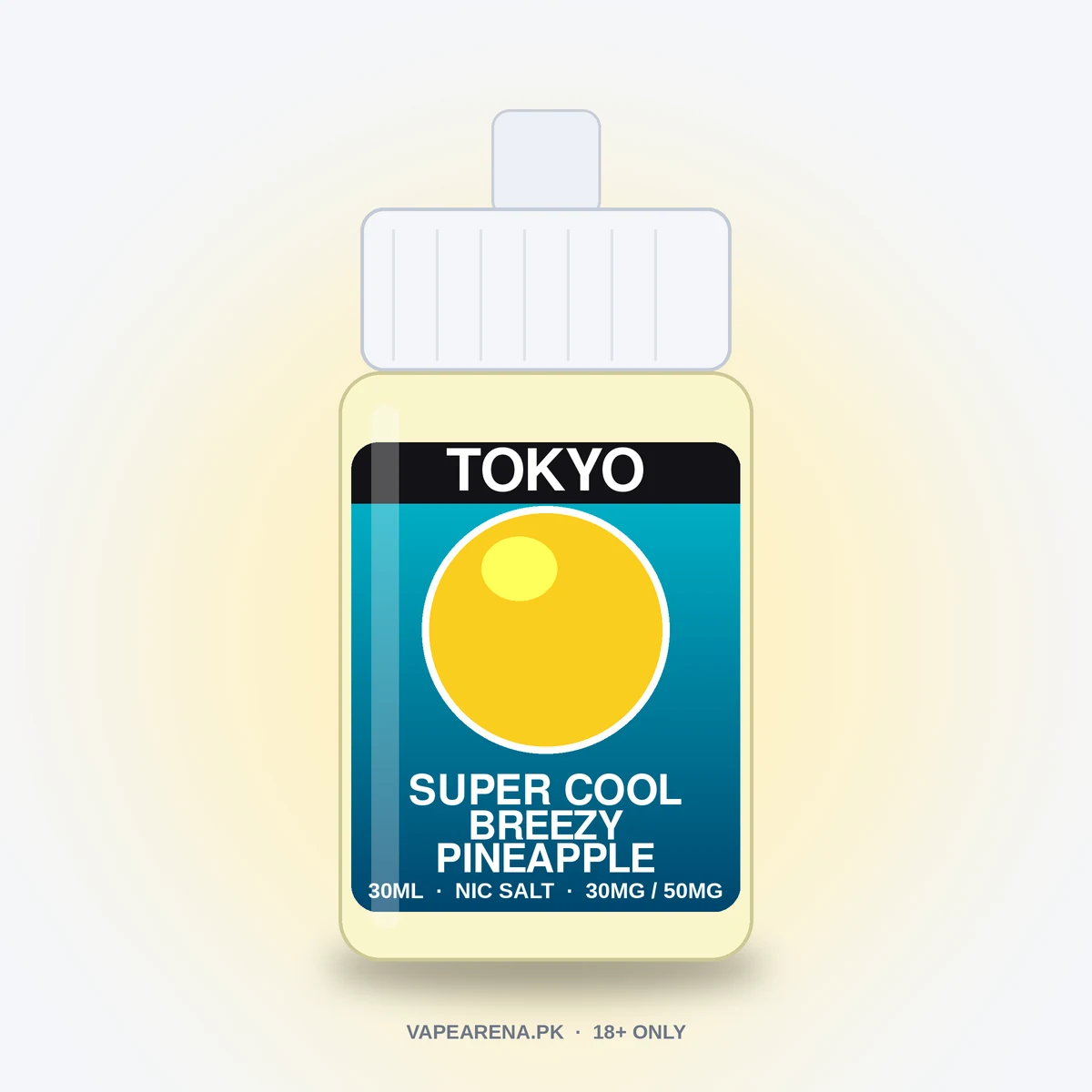 Tokyo Super Cool Breezy Pineapple 30ml nicotine salt e-liquid bottle