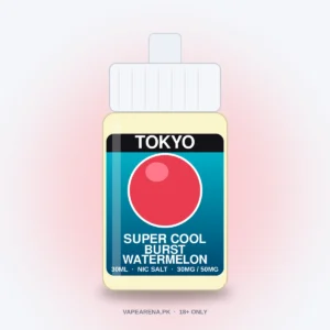 Tokyo Super Cool Burst Watermelon 30ml nicotine salt e-liquid bottle