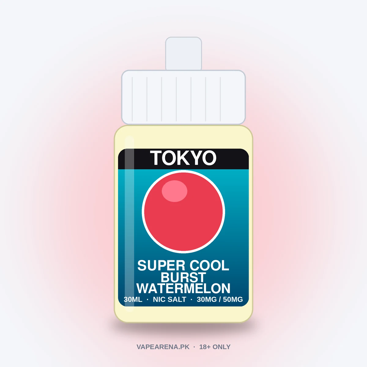 Tokyo Super Cool Burst Watermelon 30ml nicotine salt e-liquid bottle