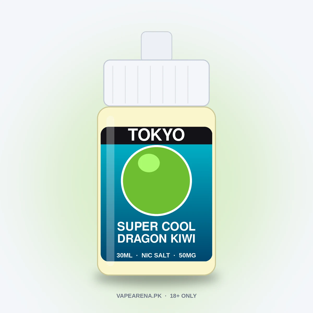 Tokyo Super Cool Dragon Kiwi 30ml nicotine salt e-liquid bottle