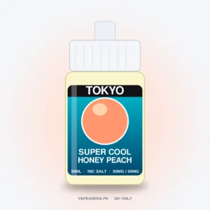 Tokyo Super Cool Honey Peach 30ml nicotine salt e-liquid bottle
