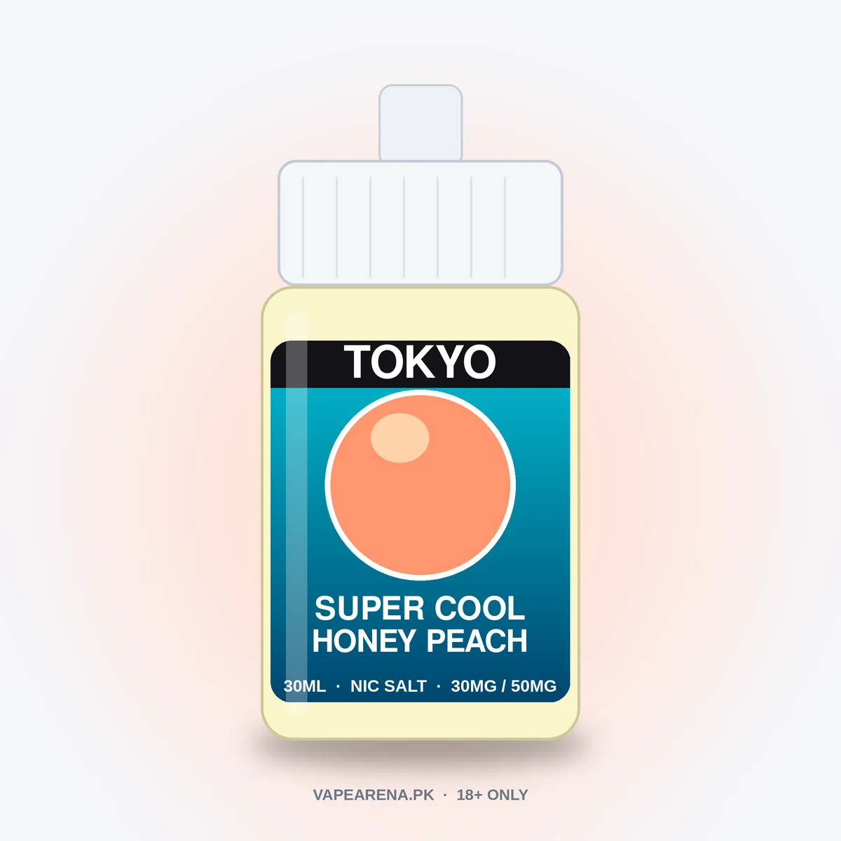 Tokyo Super Cool Honey Peach 30ml nicotine salt e-liquid bottle