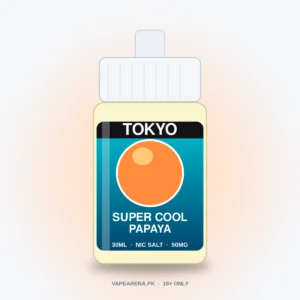 Tokyo Super Cool Papaya 30ml nicotine salt e-liquid bottle