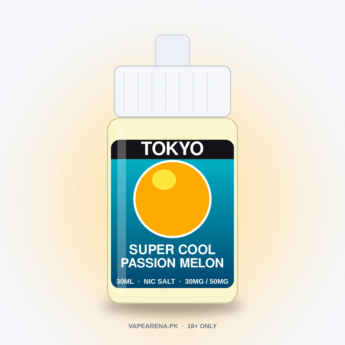 Tokyo Super Cool Passion Melon 30ml nicotine salt e-liquid bottle