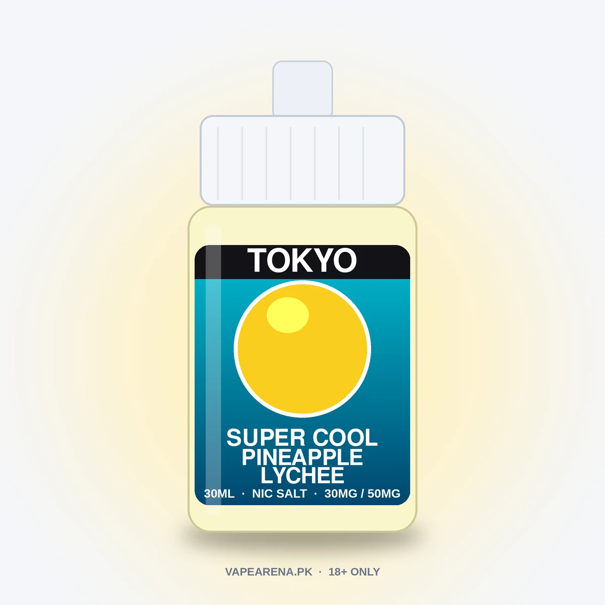 Tokyo Super Cool Pineapple Lychee 30ml nicotine salt e-liquid bottle