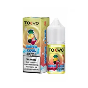 Tokyo Super Cool Pineapple Triple Berry 30ml nicotine salt e-liquid bottle