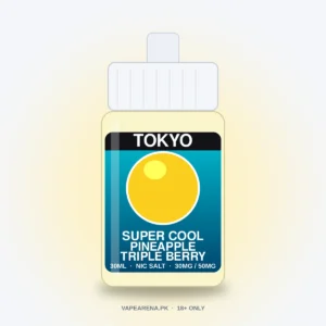 Tokyo Super Cool Pineapple Triple Berry 30ml nicotine salt e-liquid bottle