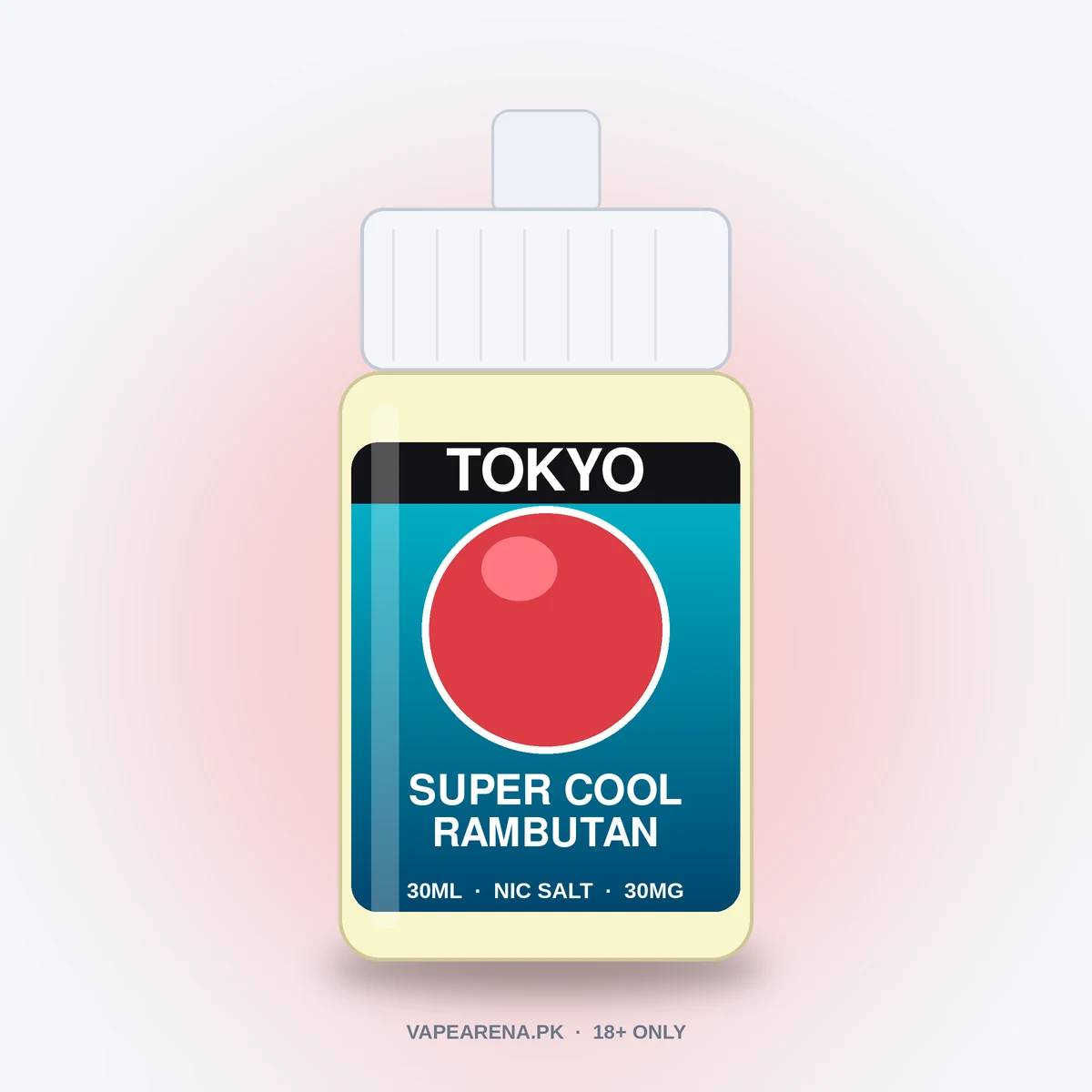 Tokyo Super Cool Rambutan 30ml nicotine salt e-liquid bottle
