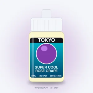 Tokyo Super Cool Rose Grape 30ml nicotine salt e-liquid bottle