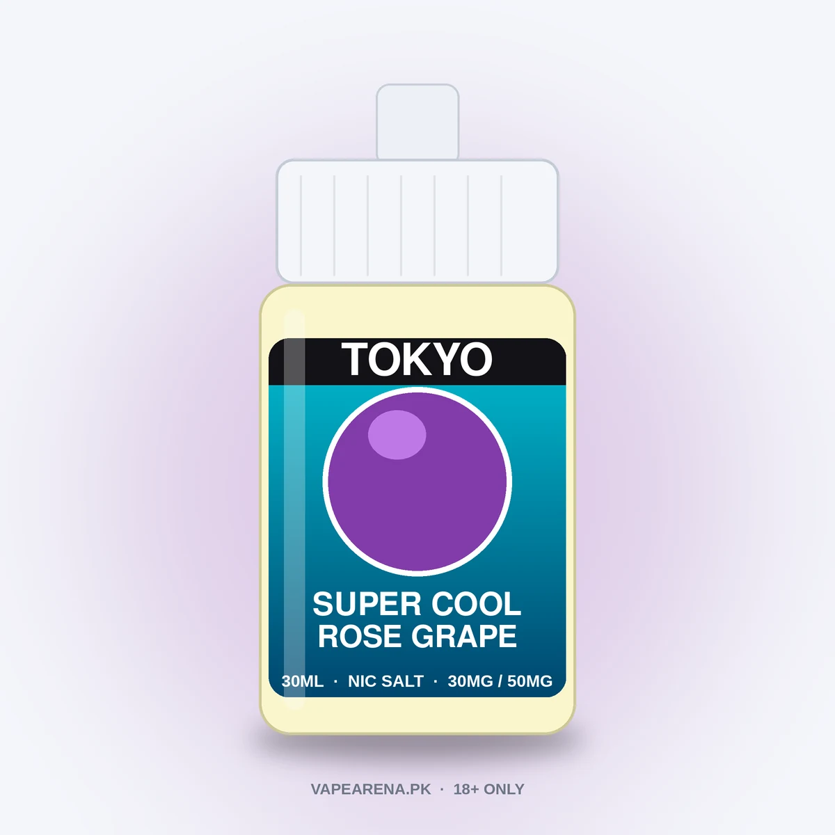 Tokyo Super Cool Rose Grape 30ml nicotine salt e-liquid bottle