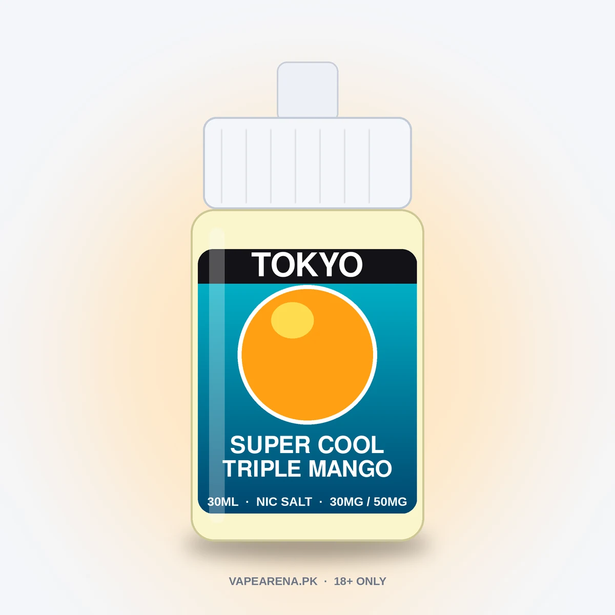 Tokyo Super Cool Triple Mango 30ml nicotine salt e-liquid bottle