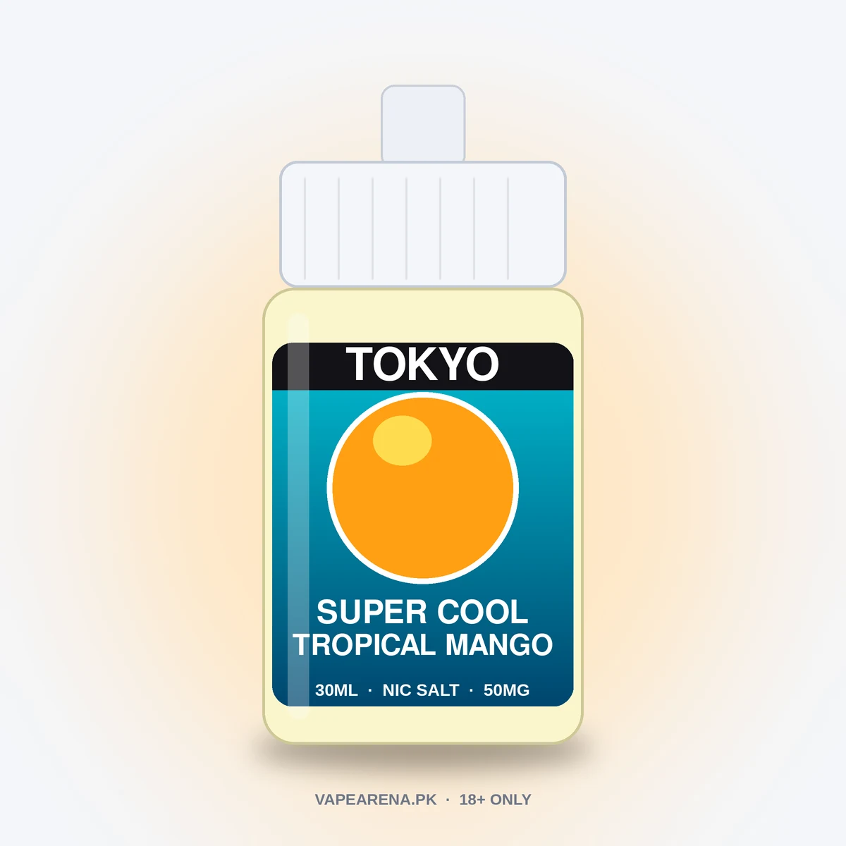 Tokyo Super Cool Tropical Mango 30ml nicotine salt e-liquid bottle